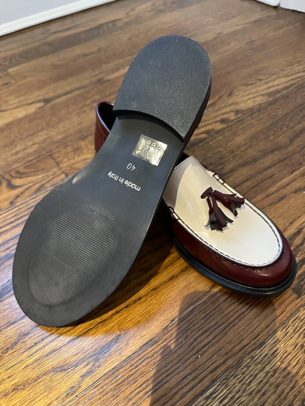 Elisa Lanci Two-Tone Burgundy Loafers - BRAND NEW - Picture 5 of 5